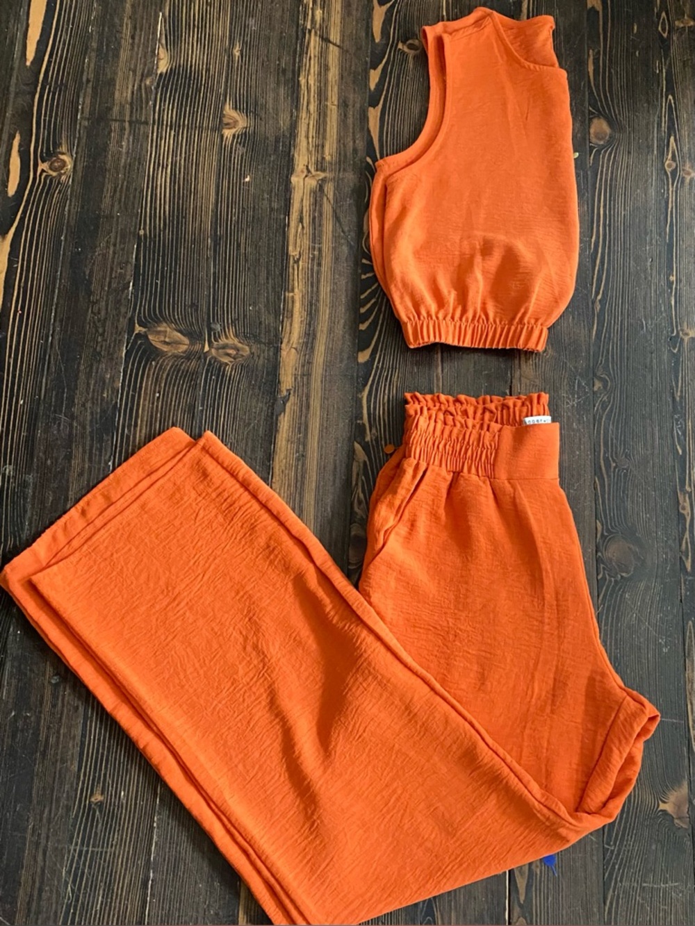 Women’s “Paper Crane” Orange Wide-Leg 2 piece Outfit Size Small - Picture 6 of 7